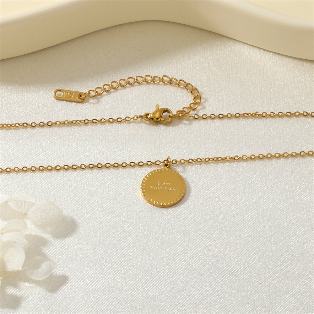 Letter Faith Necklace - 18K Gold Plated Titanium, Fade - Proof Memorial Keepsake on O - Link Chain - Aruary Studio ｜ Artisanal Jewelry