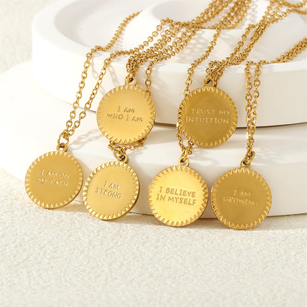 Letter Faith Necklace - 18K Gold Plated Titanium, Fade - Proof Memorial Keepsake on O - Link Chain - Aruary Studio ｜ Artisanal Jewelry