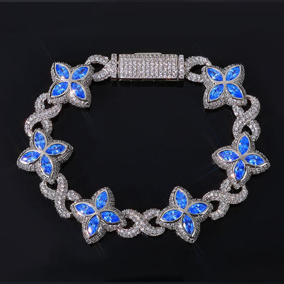 “Lucky Clover” Gold Plated Zircon 8 - Figure Cuban Link Bracelet - Hip Hop Statement Piece for Daily & Party Wear - Aruary Studio ｜ Artisanal Jewelry