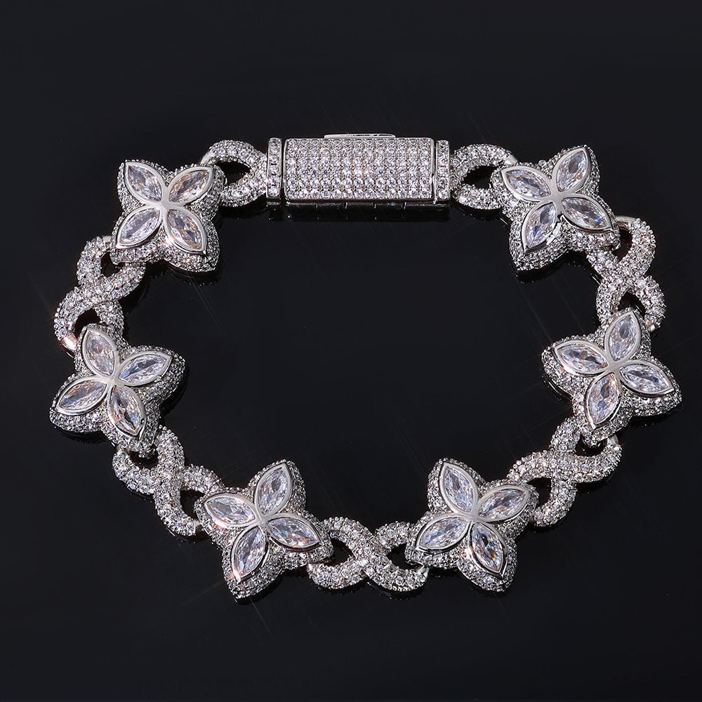 “Lucky Clover” Gold Plated Zircon 8 - Figure Cuban Link Bracelet - Hip Hop Statement Piece for Daily & Party Wear - Aruary Studio ｜ Artisanal Jewelry