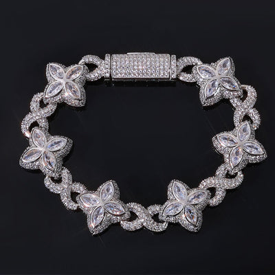 “Lucky Clover” Gold Plated Zircon 8 - Figure Cuban Link Bracelet - Hip Hop Statement Piece for Daily & Party Wear - Aruary Studio ｜ Artisanal Jewelry