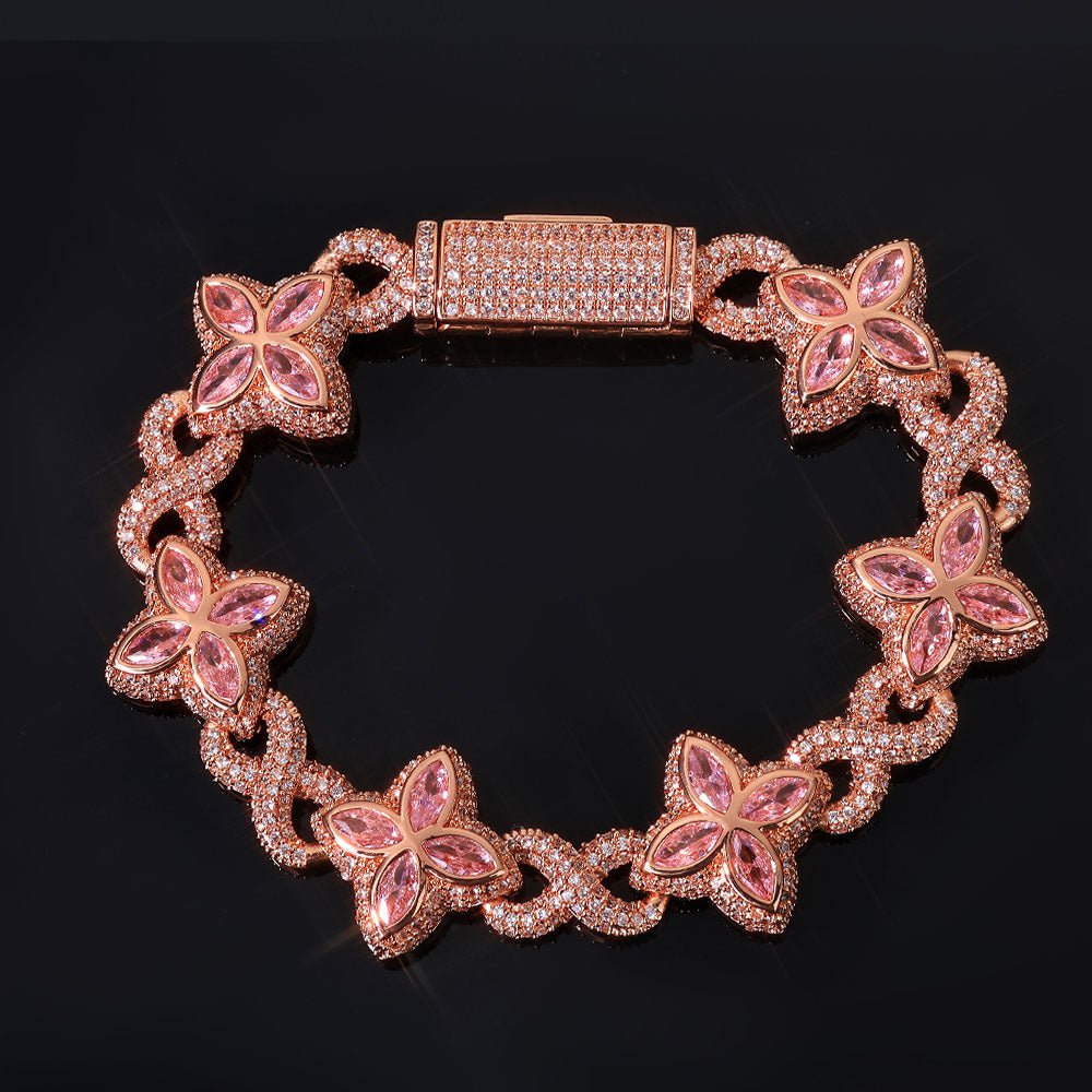 “Lucky Clover” Gold Plated Zircon 8 - Figure Cuban Link Bracelet - Hip Hop Statement Piece for Daily & Party Wear - Aruary Studio ｜ Artisanal Jewelry