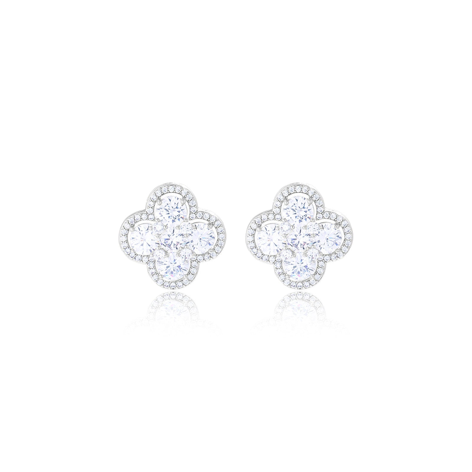 Lucky Clover Zircon Stud Earrings | Alloy + 925 Silver Needle - Timeless Elegance with Sparkling Luck - Aruary Studio ｜ Artisanal Jewelry