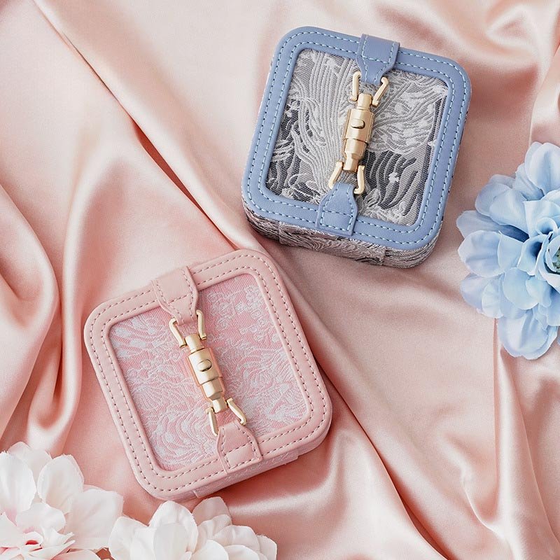 Luxury Brocade Embroidered Jewelry Box | PU Leather - Elegant Storage for Precious Accessories - Aruary Studio ｜ Artisanal Jewelry