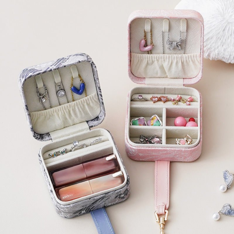 Luxury Brocade Embroidered Jewelry Box | PU Leather - Elegant Storage for Precious Accessories - Aruary Studio ｜ Artisanal Jewelry