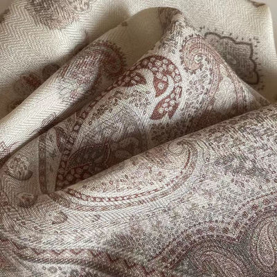 Luxury Paisley Print Silk Wool Blend Scarf - Bohemian Elegance Wrap for Women & Men with Artistic Swirl Design - Aruary Studio ｜ Artisanal Jewelry