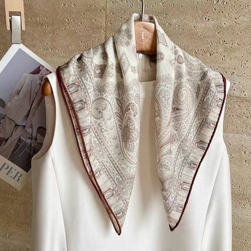 Luxury Paisley Print Silk Wool Blend Scarf - Bohemian Elegance Wrap for Women & Men with Artistic Swirl Design - Aruary Studio ｜ Artisanal Jewelry