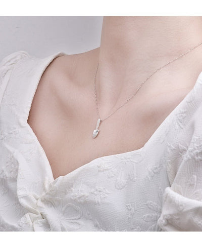 “Luxury Shovel” 925 Sterling Silver Zircon Necklace - Hypoallergenic Adjustable Pendant for Daily Wear & Gifting - Aruary Studio ｜ Artisanal Jewelry