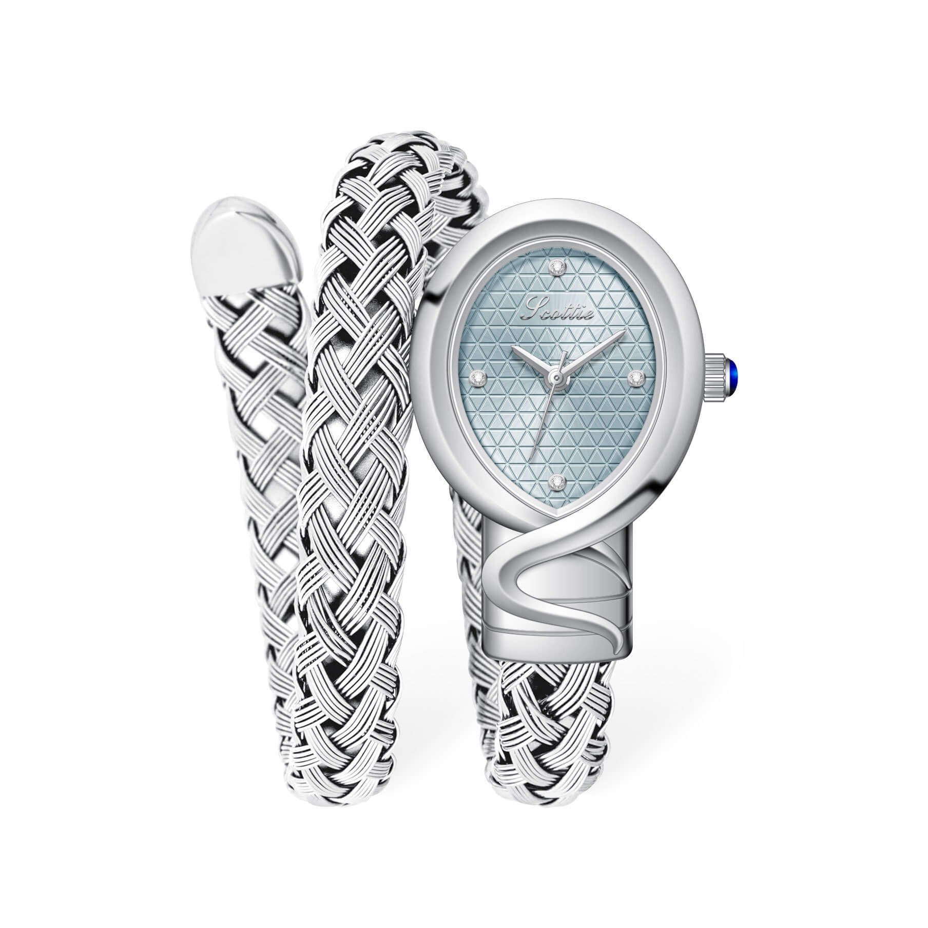 Luxury Two - Tone Braided Bangle Watch – Elegant Mixed - Metal Mesh Bracelet Watch, Chic Oval Face Timepiece for Women - Aruary Studio ｜ Artisanal Jewelry