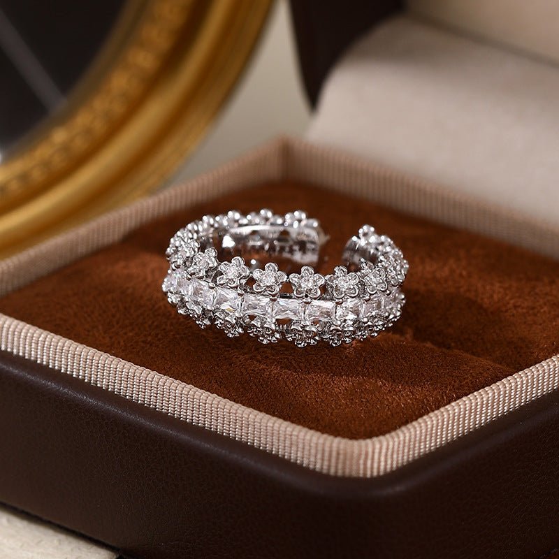 Luxury Vintage Copper Gold Plated Zircon Statement Ring - Aruary Studio ｜ Artisanal Jewelry