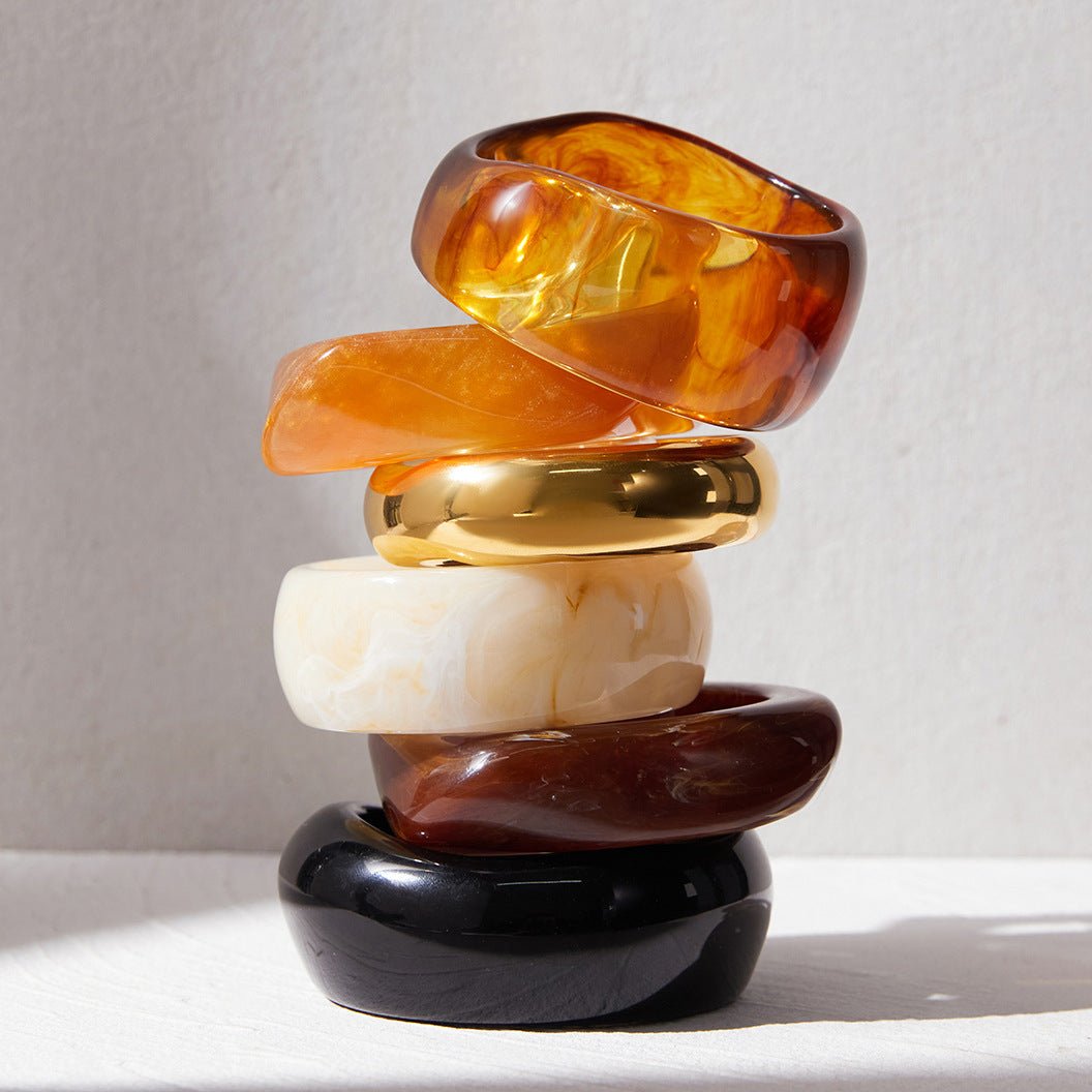Maillard Irregular Wide - Surface Resin Bracelet - Aruary Studio ｜ Artisanal Jewelry
