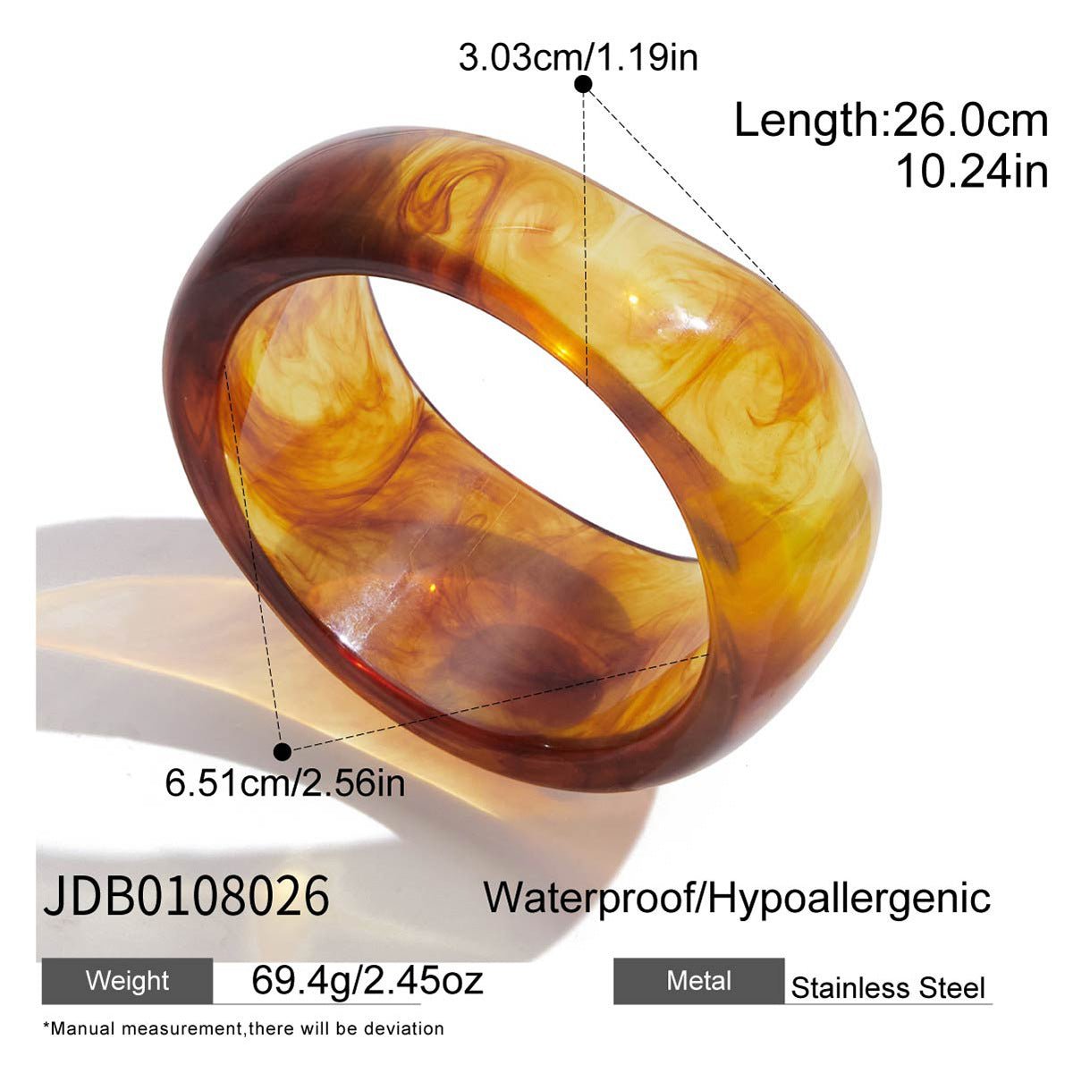 Maillard Irregular Wide - Surface Resin Bracelet - Aruary Studio ｜ Artisanal Jewelry