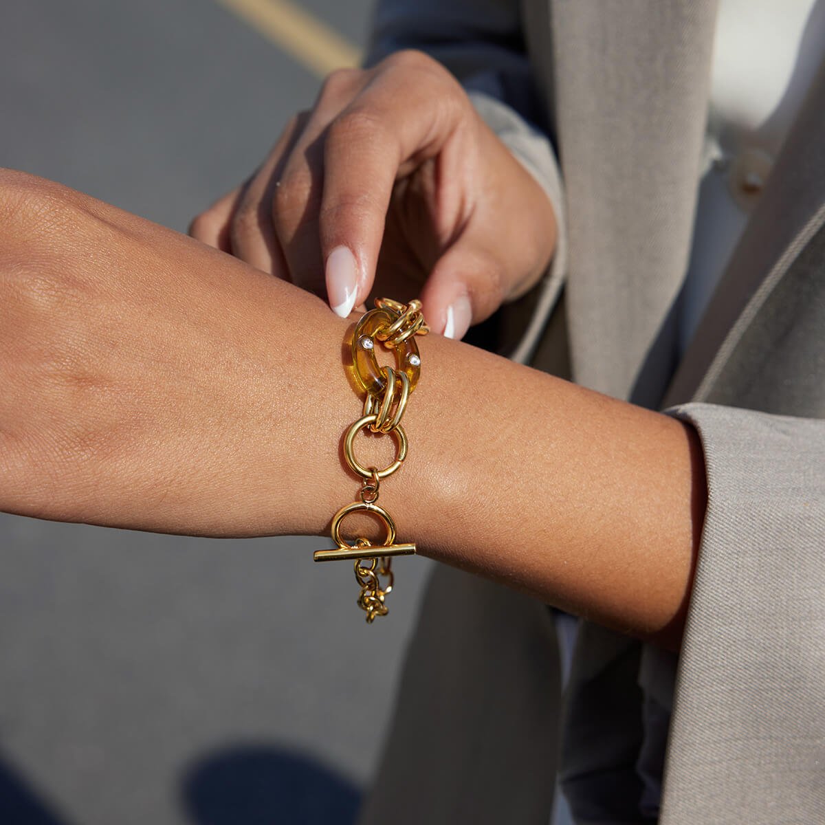 Maillard Resin & Titanium Steel Necklace/Bracelet | 18K Gold - Plated + 5A Zircon - Aruary Studio ｜ Artisanal Jewelry