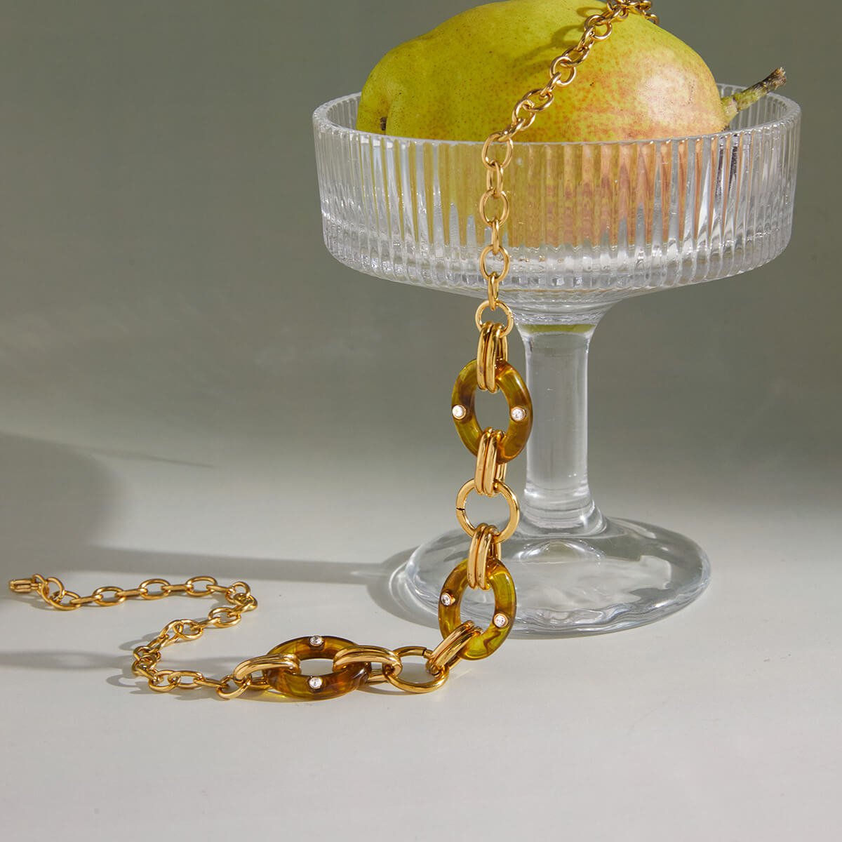 Maillard Resin & Titanium Steel Necklace/Bracelet | 18K Gold - Plated + 5A Zircon - Aruary Studio ｜ Artisanal Jewelry