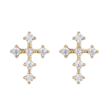 Mini Cross Zircon Stud Earrings | S925 Sterling Silver - Dainty Faith & Sparkle Statement - Aruary Studio ｜ Artisanal Jewelry