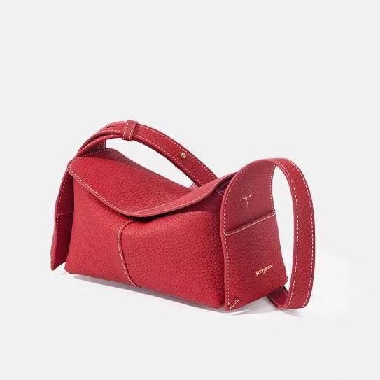 Mini Eaves - Shaped Crossbody Bag | Full - Grain Cowhide Leather & Lambskin Lining - Aruary Studio ｜ Artisanal Jewelry