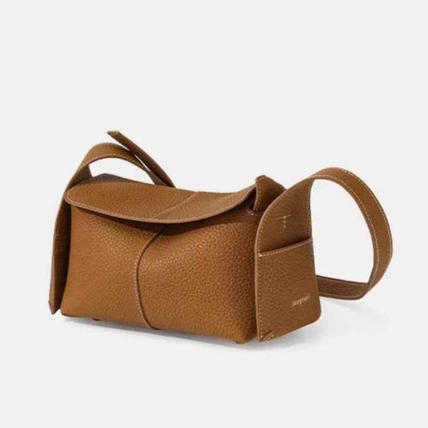 Mini Eaves-Shaped Crossbody Bag | Full-Grain Cowhide Leather & Lambskin Lining