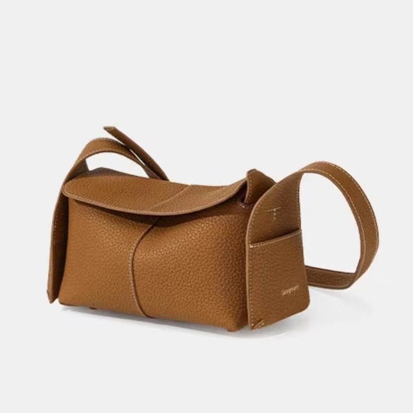 Mini Eaves - Shaped Crossbody Bag | Full - Grain Cowhide Leather & Lambskin Lining - Aruary Studio ｜ Artisanal Jewelry