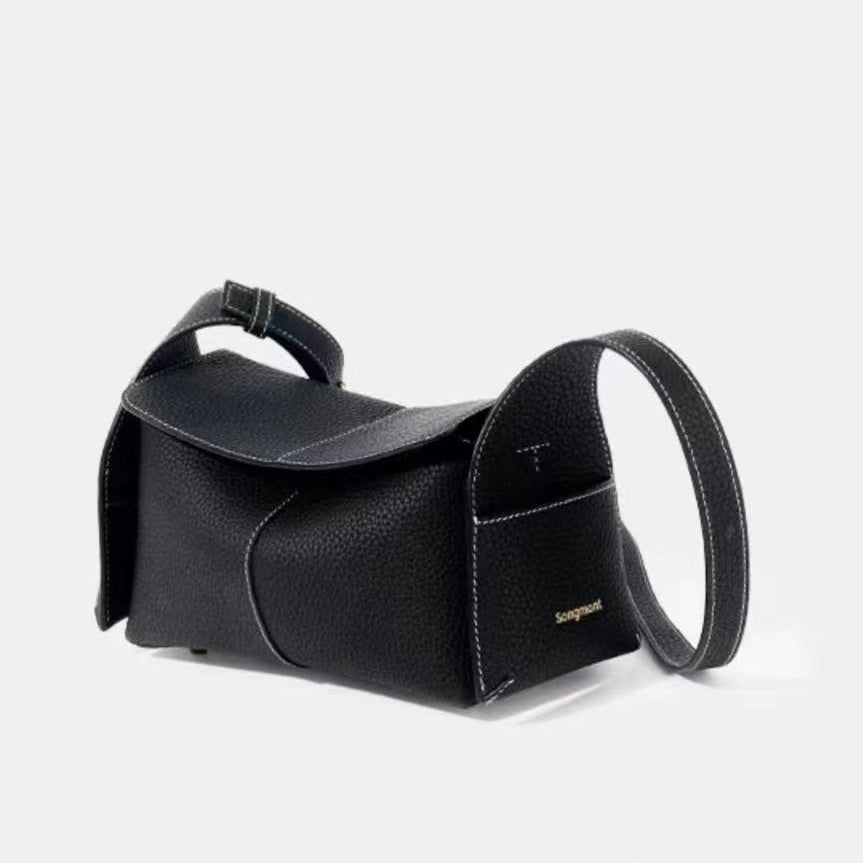 Mini Eaves - Shaped Crossbody Bag | Full - Grain Cowhide Leather & Lambskin Lining - Aruary Studio ｜ Artisanal Jewelry