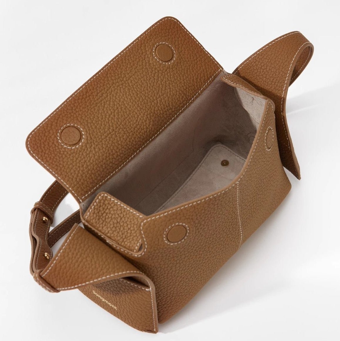 Mini Eaves - Shaped Crossbody Bag | Full - Grain Cowhide Leather & Lambskin Lining - Aruary Studio ｜ Artisanal Jewelry