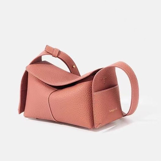 Mini Eaves - Shaped Crossbody Bag | Full - Grain Cowhide Leather & Lambskin Lining - Aruary Studio ｜ Artisanal Jewelry