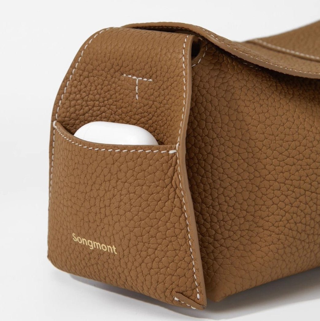 Mini Eaves - Shaped Crossbody Bag | Full - Grain Cowhide Leather & Lambskin Lining - Aruary Studio ｜ Artisanal Jewelry