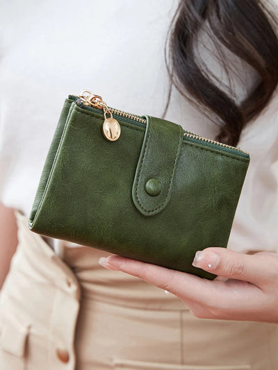 Minimalist Multi - Function Trifold Wallet - PU Leather & Polyester Slim Organizer for Women - Aruary Studio ｜ Artisanal Jewelry