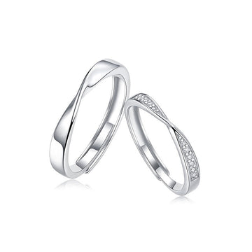 Mobius Strip Couple Rings | S925 Sterling Silver + 10 - Point Moissanite - Symbol of Eternal Love - Aruary Studio ｜ Artisanal Jewelry