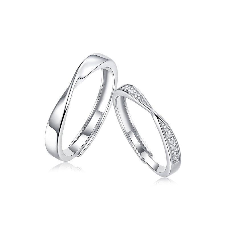 Mobius Strip Couple Rings | S925 Sterling Silver + 10 - Point Moissanite - Symbol of Eternal Love - Aruary Studio ｜ Artisanal Jewelry