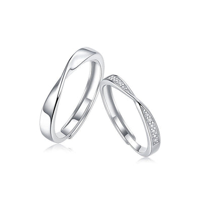 Mobius Strip Couple Rings | S925 Sterling Silver + 10 - Point Moissanite - Symbol of Eternal Love - Aruary Studio ｜ Artisanal Jewelry