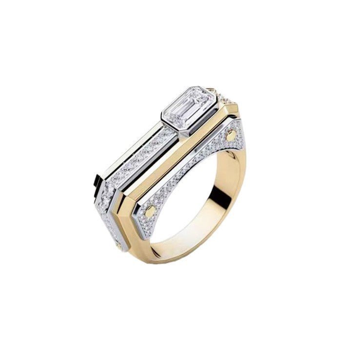 Modern Geometric Emerald - Cut Statement Ring - Aruary Studio ｜ Artisanal Jewelry