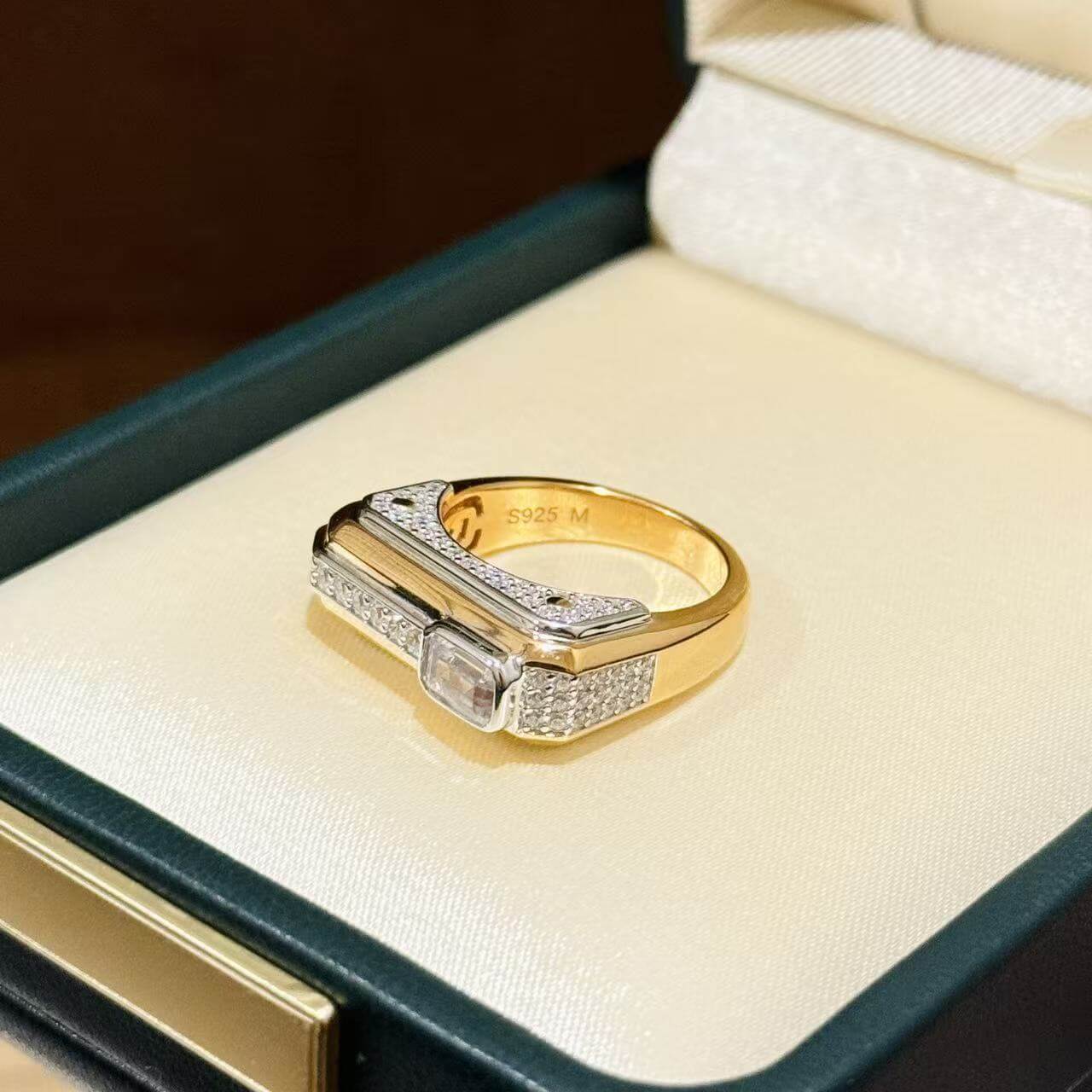 Modern Geometric Emerald - Cut Statement Ring - Aruary Studio ｜ Artisanal Jewelry