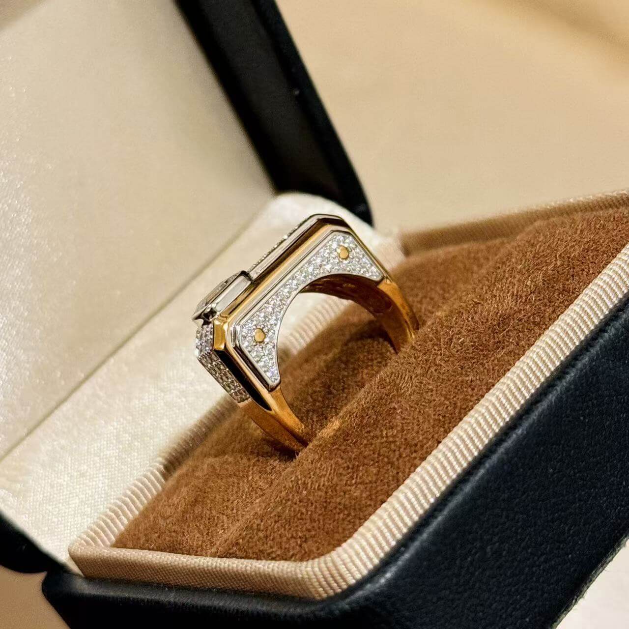 Modern Geometric Emerald - Cut Statement Ring - Aruary Studio ｜ Artisanal Jewelry