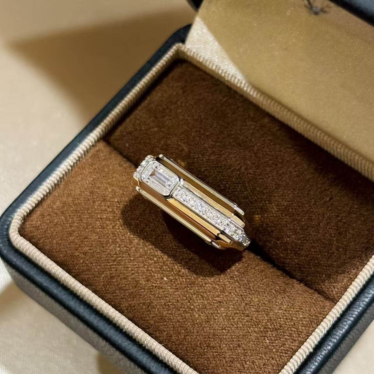 Modern Geometric Emerald - Cut Statement Ring - Aruary Studio ｜ Artisanal Jewelry