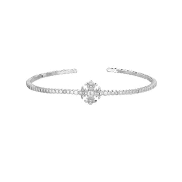 Moissanite Iris Flower Bangle Bracelet | Platinum - Plated Moissanite Jewelry - Aruary Studio ｜ Artisanal Jewelry