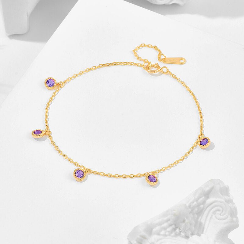 Natural Multi - Gemstone Bracelet | 925 Sterling Silver Plated 14K Gold - Aruary Studio ｜ Artisanal Jewelry