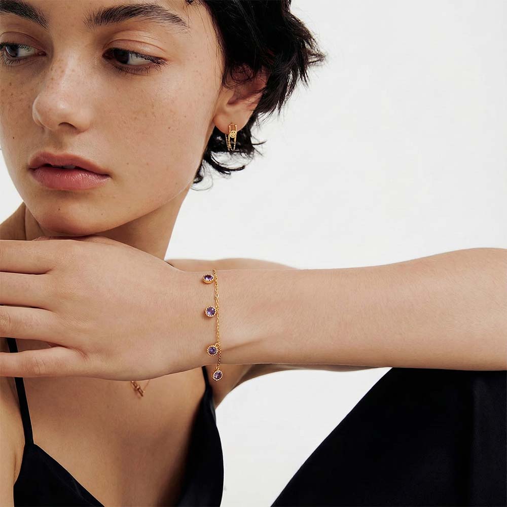 Natural Multi - Gemstone Bracelet | 925 Sterling Silver Plated 14K Gold - Aruary Studio ｜ Artisanal Jewelry