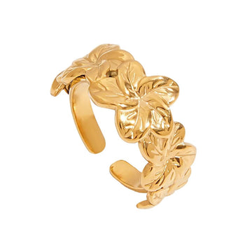 Never Fade Gold Floral Ring for Women | Titanium Steel & 18K Gold Plated | Botanical Jewelry - Aruary Studio ｜ Artisanal Jewelry