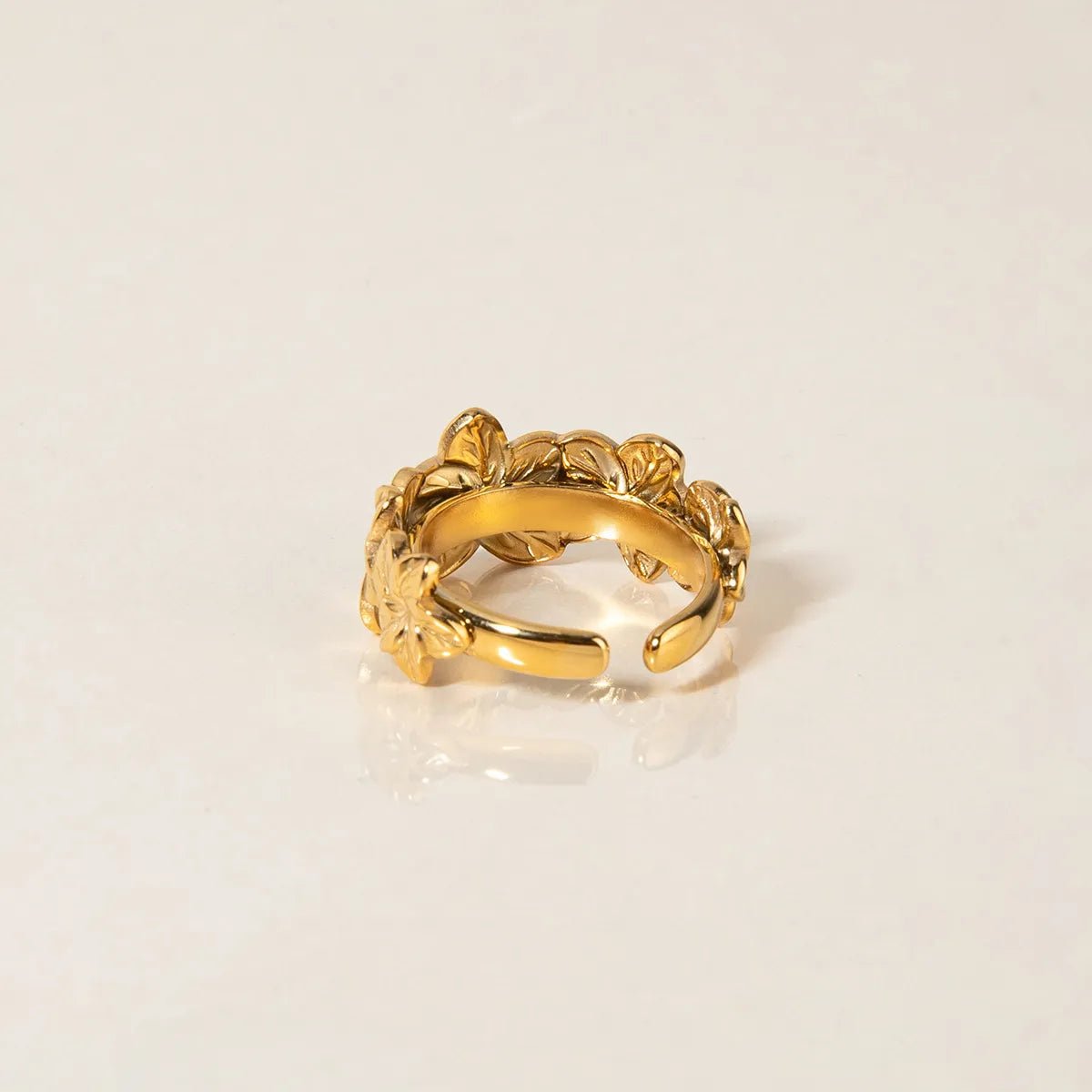 Never Fade Gold Floral Ring for Women | Titanium Steel & 18K Gold Plated | Botanical Jewelry - Aruary Studio ｜ Artisanal Jewelry