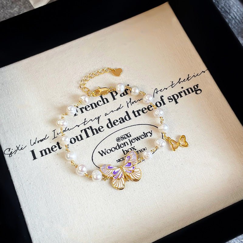 Oil Painting Floral Pearl Bracelet | Enamel Medallion + Freshwater Pearl + 18K Gold - Plated - Aruary Studio ｜ Artisanal Jewelry