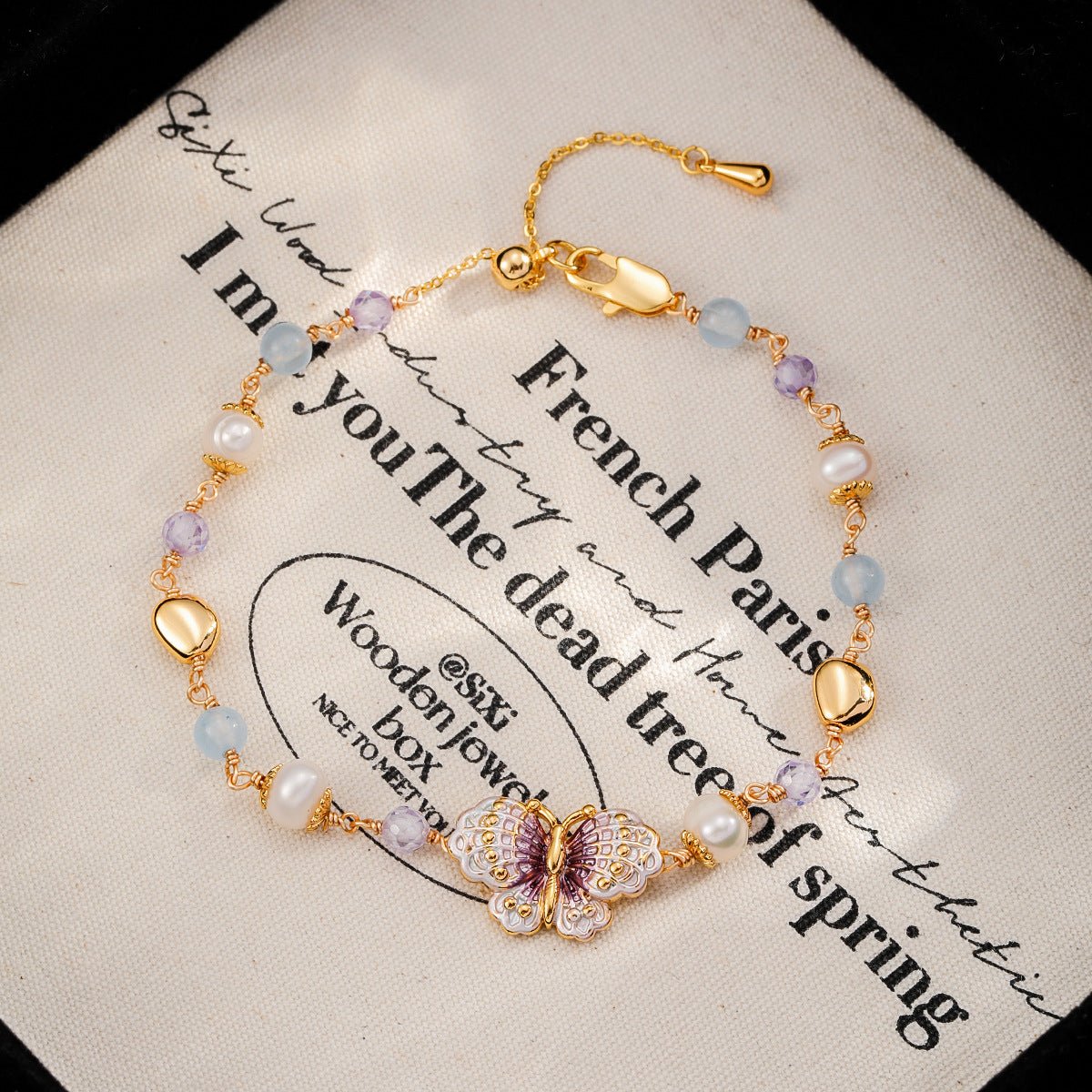 Oil Painting Floral Pearl Bracelet | Enamel Medallion + Freshwater Pearl + 18K Gold - Plated - Aruary Studio ｜ Artisanal Jewelry