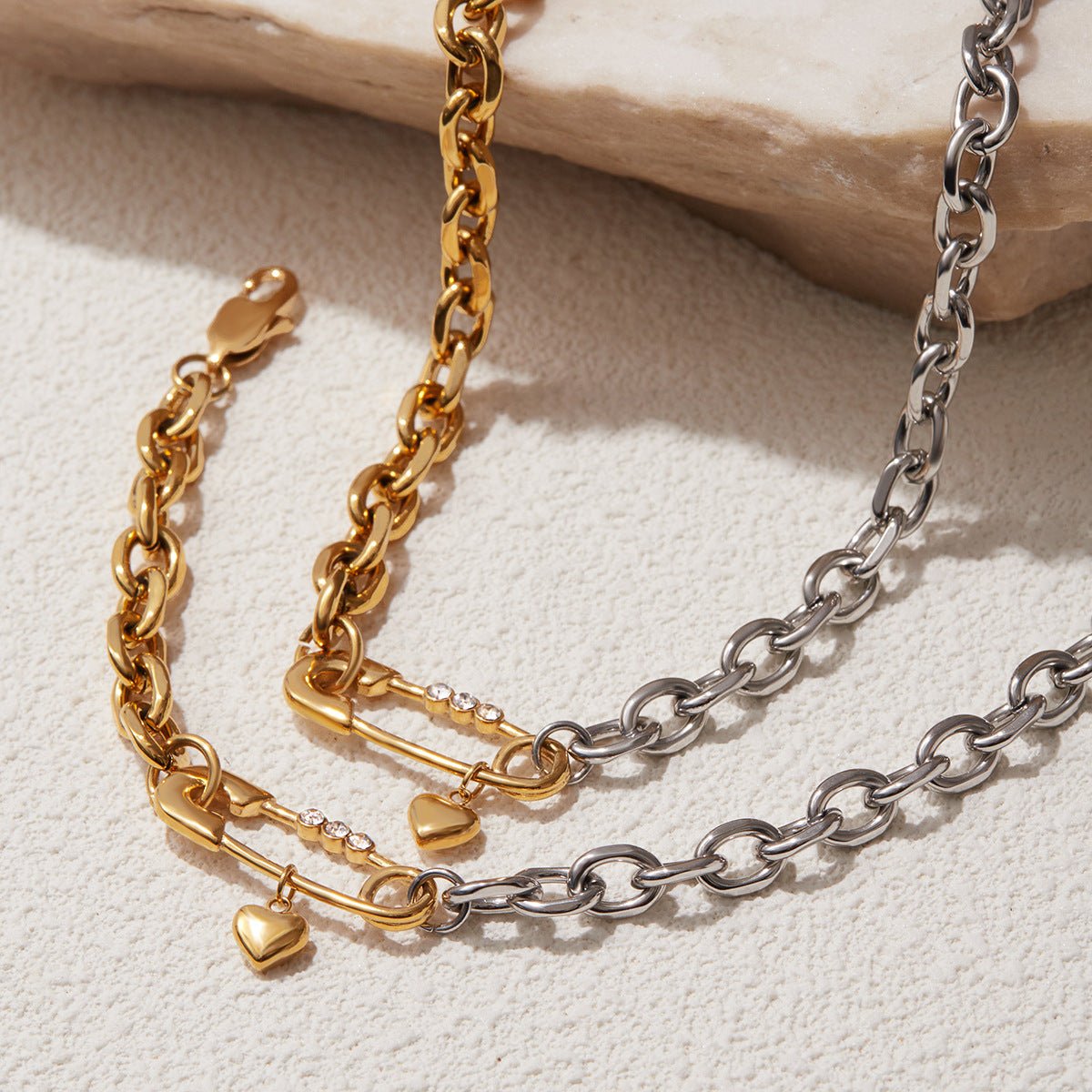 Paperclip Necklace & Bracelet l Office Jewelry Stack | Hypoallergenic Designer - Aruary Studio ｜ Artisanal Jewelry