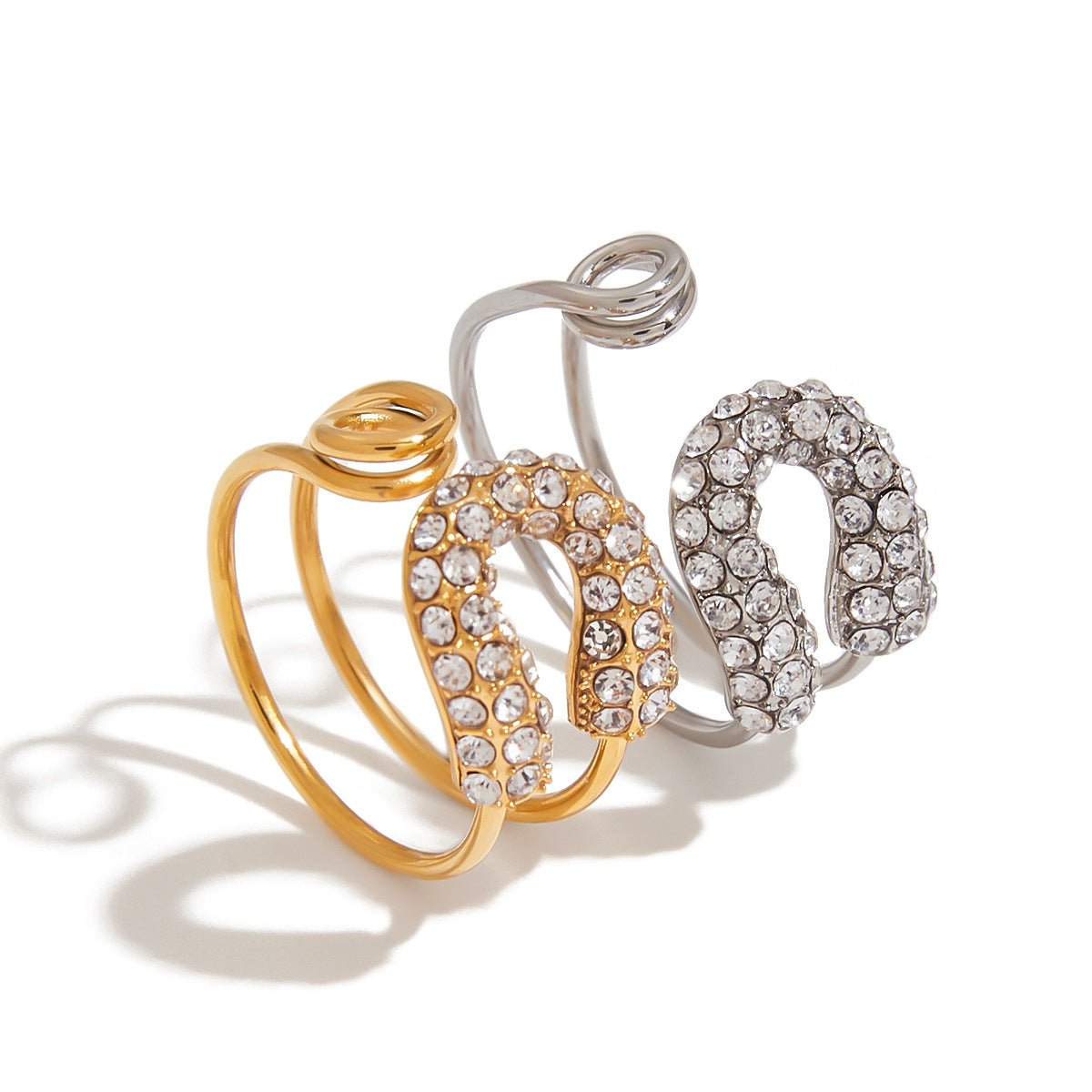 Paperclip Titanium Ring - 18K Gold Plated Zirconia Statement Ring, Stackable Minimalist Jewelry - Aruary Studio ｜ Artisanal Jewelry