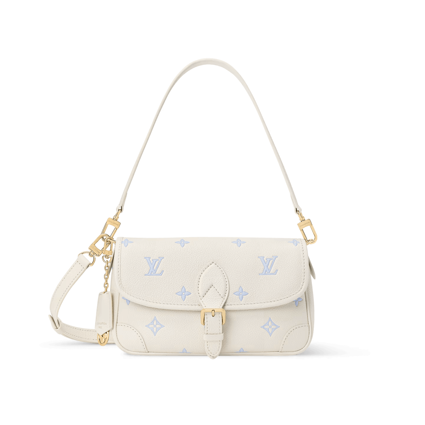 Premium Monogram Empreinte Diane Messenger Bag | Grained Leather Shoulder Bag for Women | Pastel Blue Luxury Inspired Crossbody Satchel