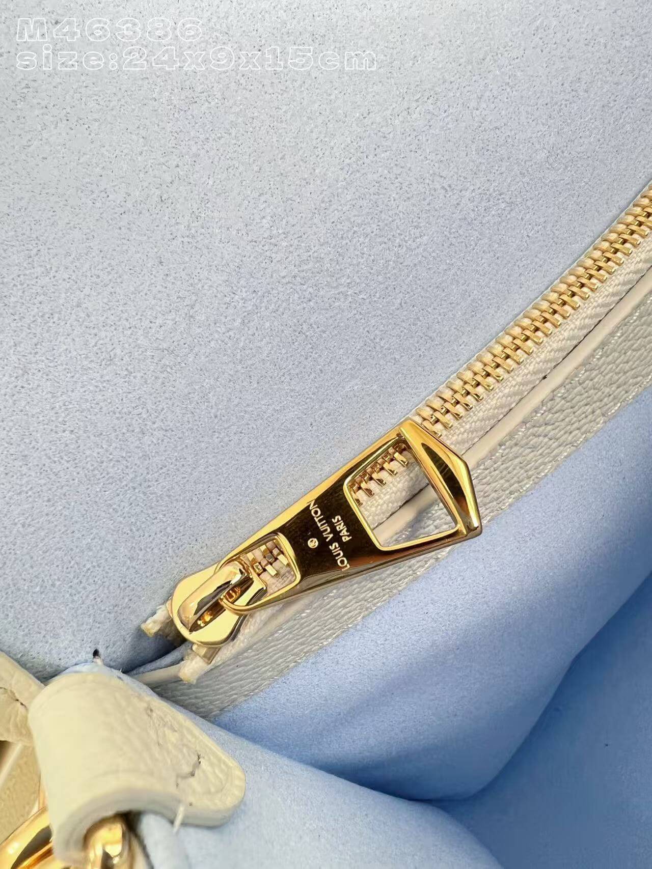 Premium Monogram Empreinte Diane Messenger Bag | Grained Leather Shoulder Bag for Women | Pastel Blue Luxury Inspired Crossbody Satchel