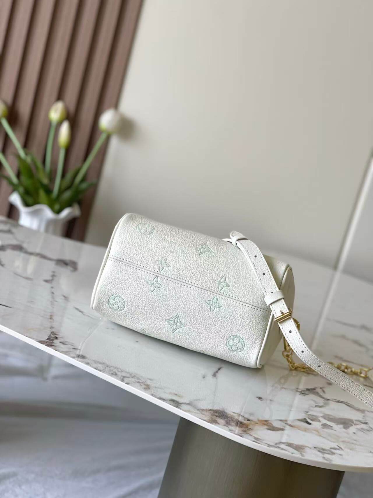 Premium Monogram Empreinte Speedy Bandoulière 20 | Grained Leather Mini Doctor Bag | Pastel Blue & Green Luxury Crossbody for Women
