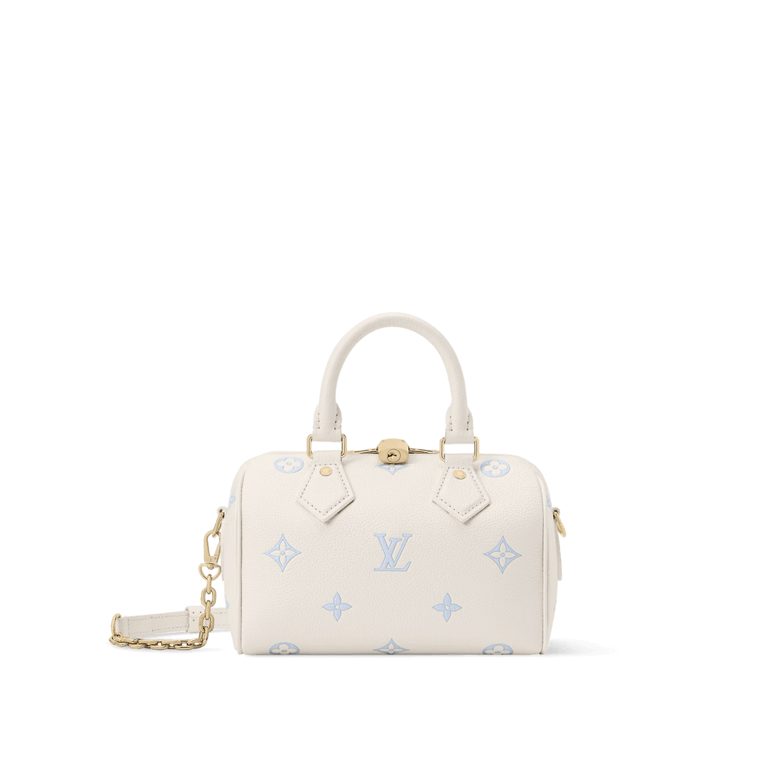 Premium Monogram Empreinte Speedy Bandoulière 20 | Grained Leather Mini Doctor Bag | Pastel Blue & Green Luxury Crossbody for Women