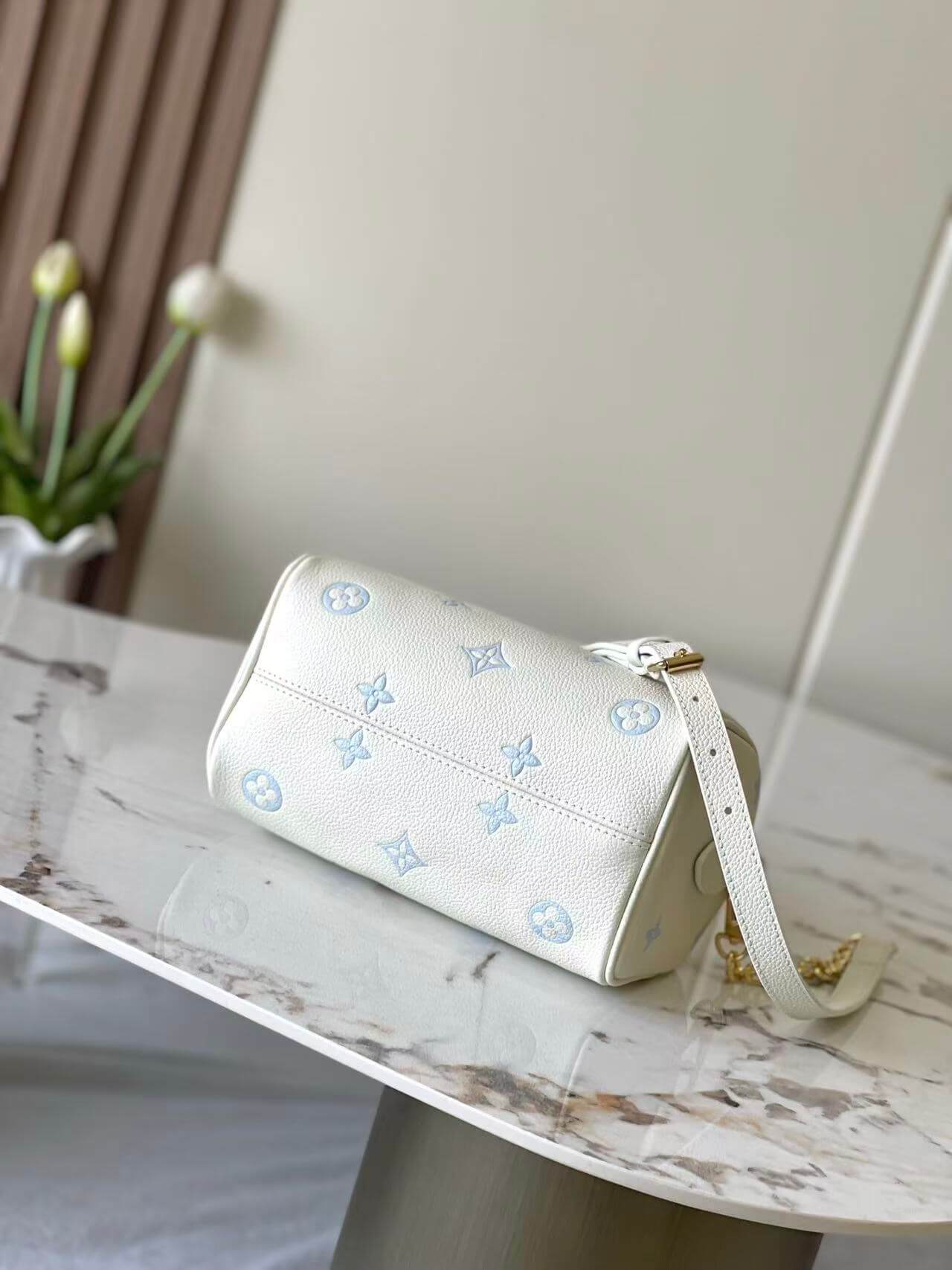 Premium Monogram Empreinte Speedy Bandoulière 20 | Grained Leather Mini Doctor Bag | Pastel Blue & Green Luxury Crossbody for Women