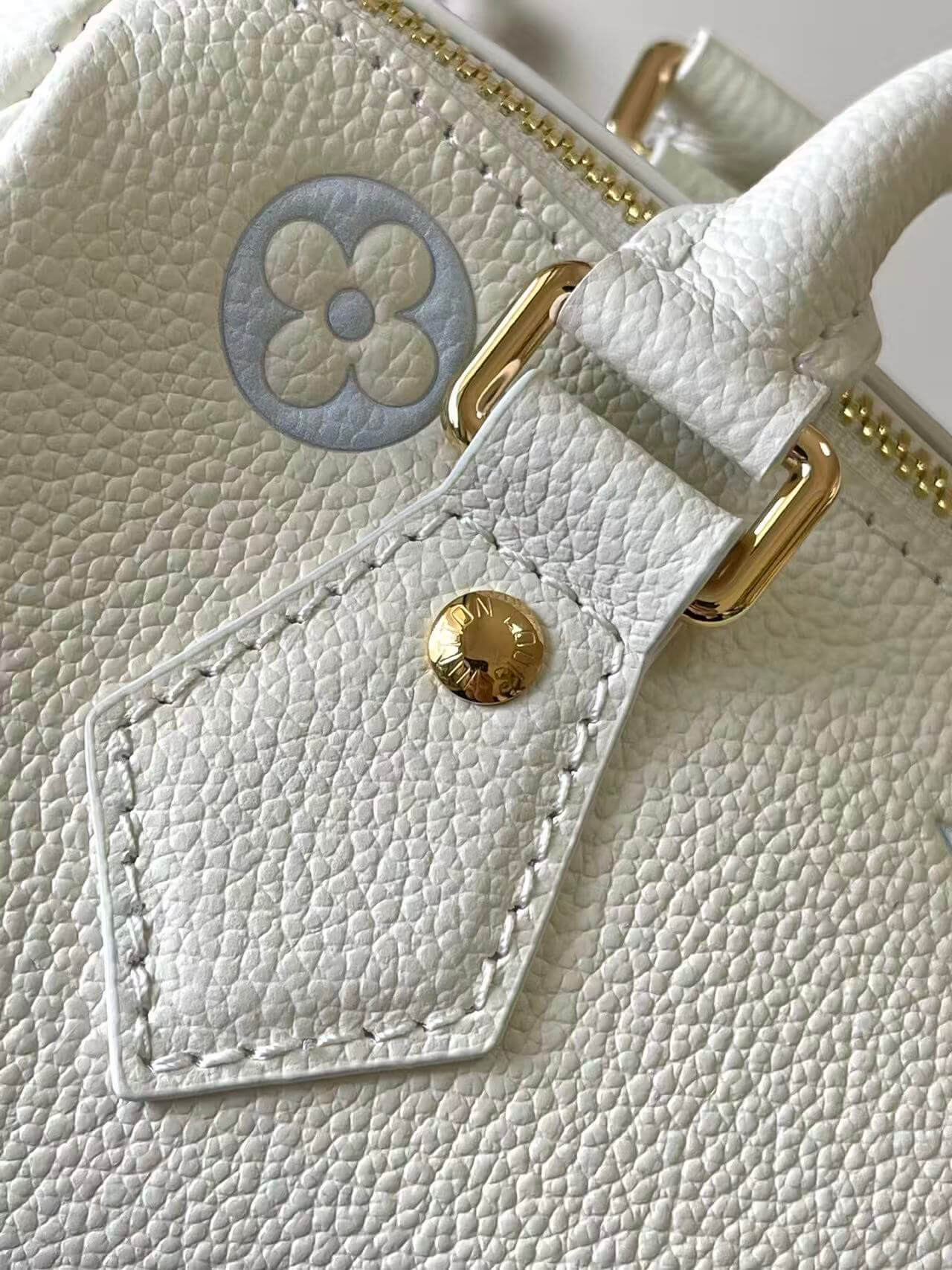 Premium Monogram Empreinte Speedy Bandoulière 20 | Grained Leather Mini Doctor Bag | Pastel Blue & Green Luxury Crossbody for Women