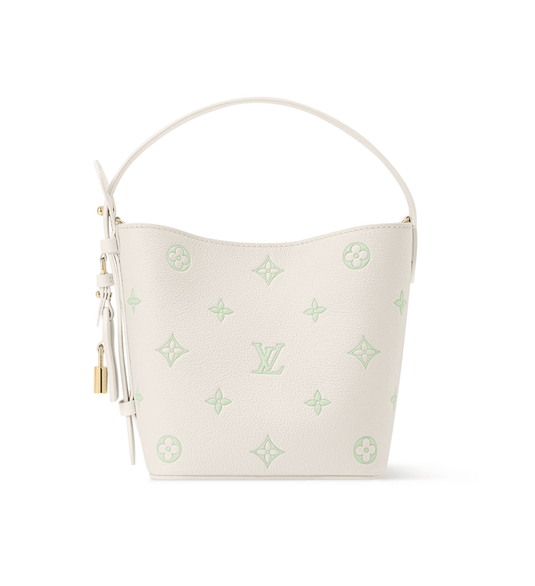 Pastel Monogram Mini Bucket Bag with Matching Pouch | Luxury Inspired Crossbody Shoulder Bag for Women | 18x16cm - Aruary Studio ｜ Artisanal Jewelry